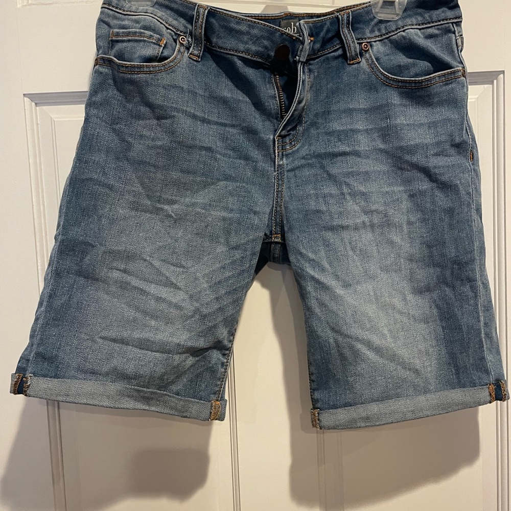 New York & Company Blue Jean Shorts with Cuffed Hems 9” length